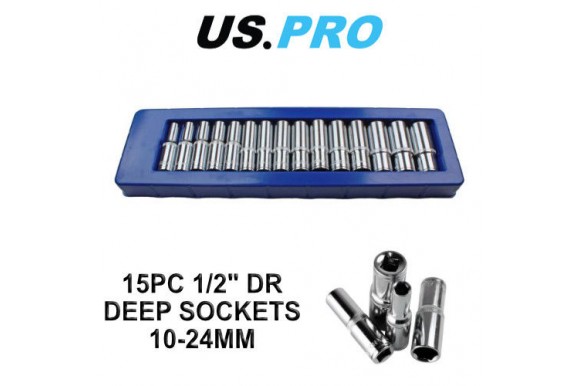 Doppenset diep 6-kant 1/2" 10-24 mm 15-delig